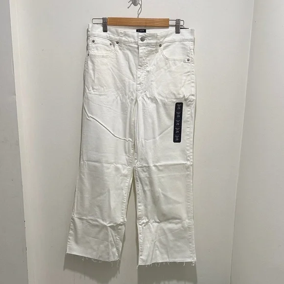 J. Crew Women’s Wide Leg Crop White Jeans Size 29 Flawed NWT - Picture 1 of 9